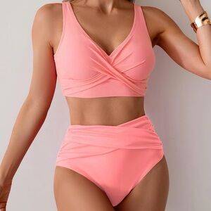 Cupshe Pink Wrap Bikini Set